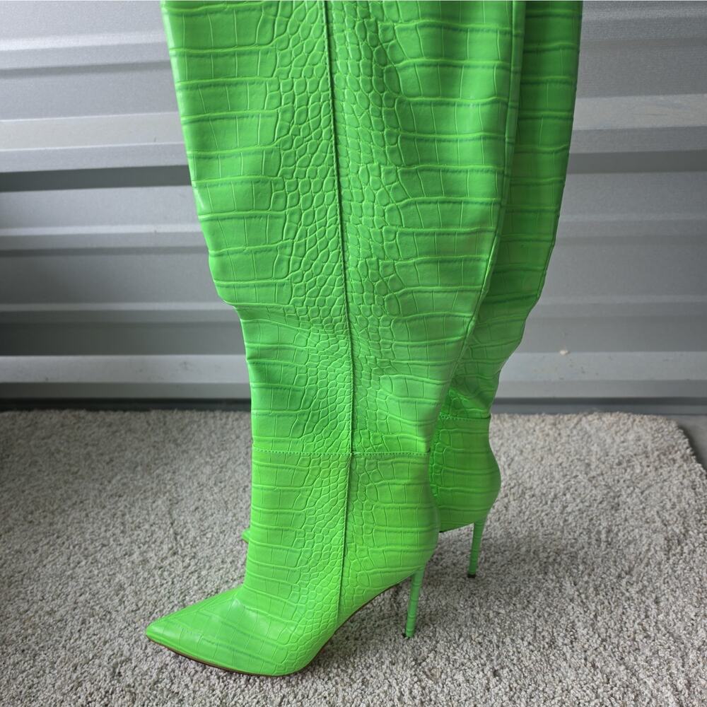 NEW Steve Madden Lime Green Knee High Boots, Size 10 - Picture 5 of 15